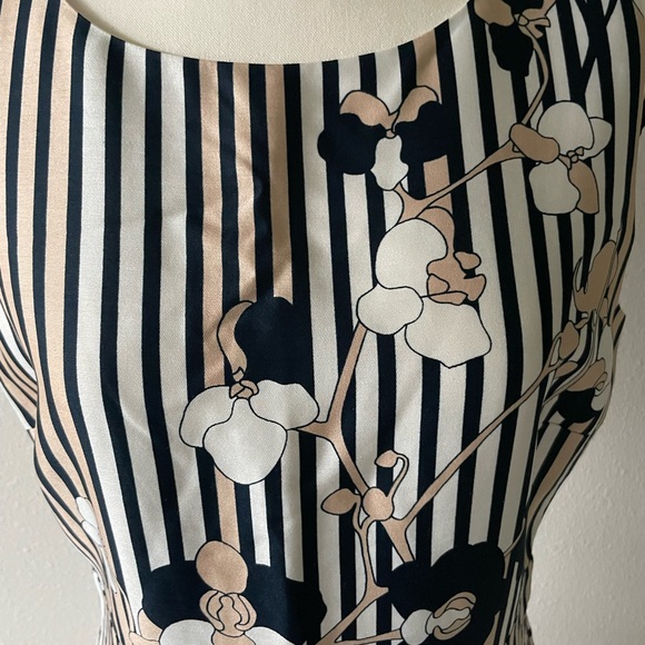 New Diane von Furstenberg Silk Striped Floral Dress - Picture 6 of 12